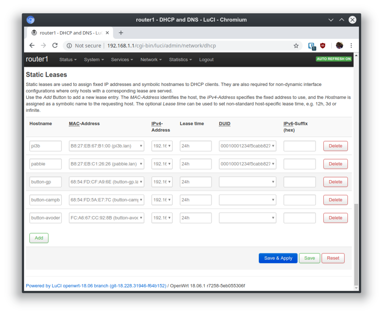 Static leases